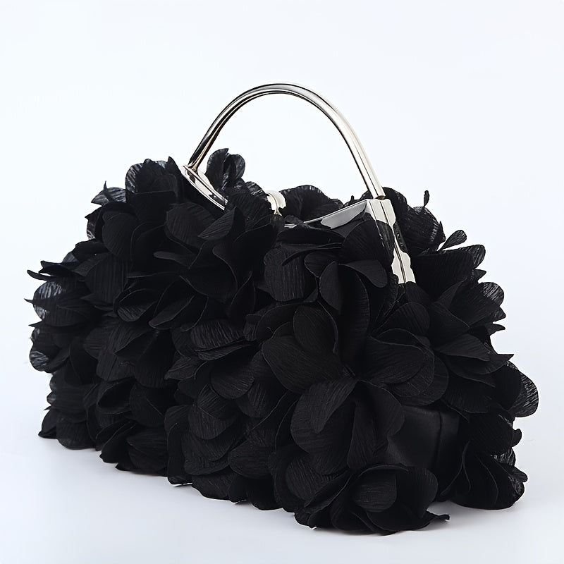 Crossbody Bag for Women – Fabric Flower Petal Evening Elegant – front view - product view 7