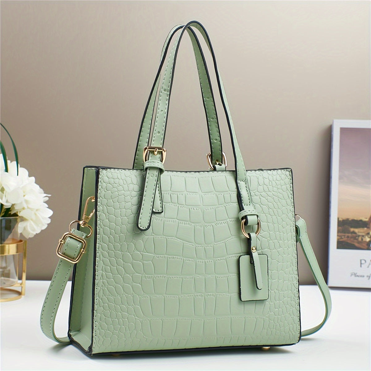 Crossbody Bag for Women – for Work & Everyday Use, Crocodile Print Casual Fashion Mom – detail view 8