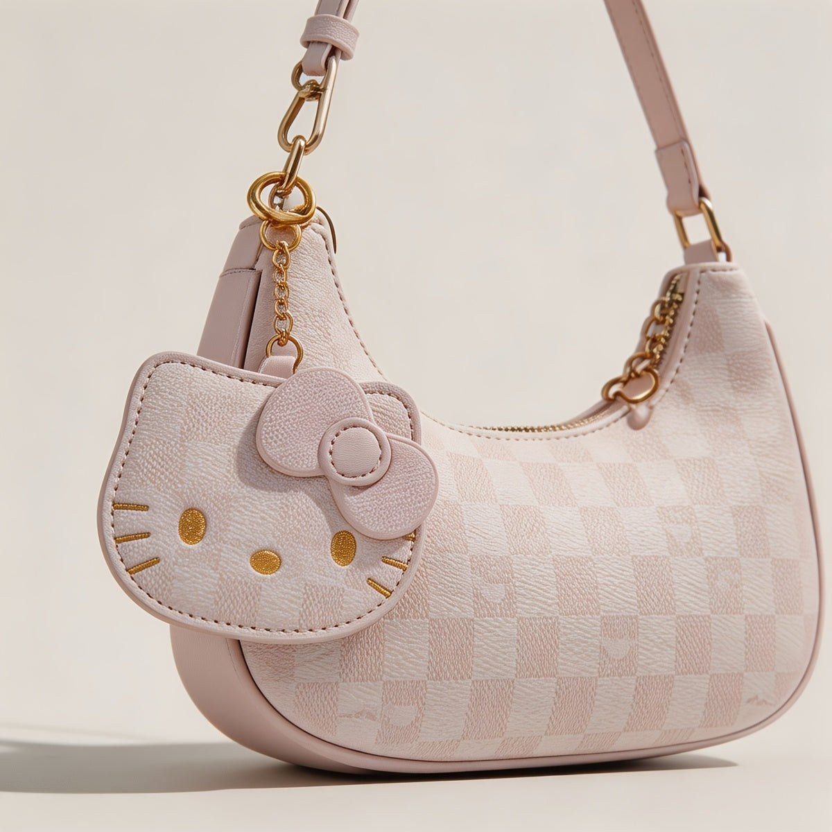 Crossbody Bag for Women – for Work & Everyday Use, Hello Kitty Pink Ruffled Korean – front view - product view 15