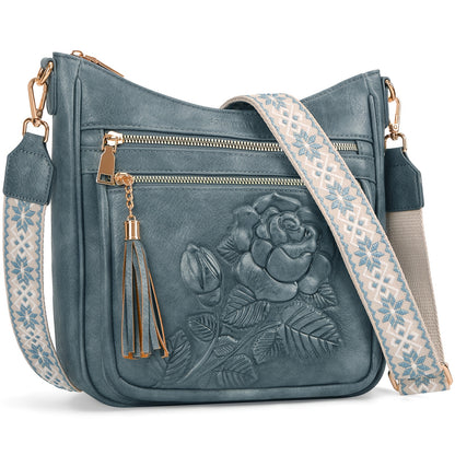 Crossbody Bag for Women – for Work & Everyday Use, Medium Size Floral Cutout Fashion – front view - product view 13