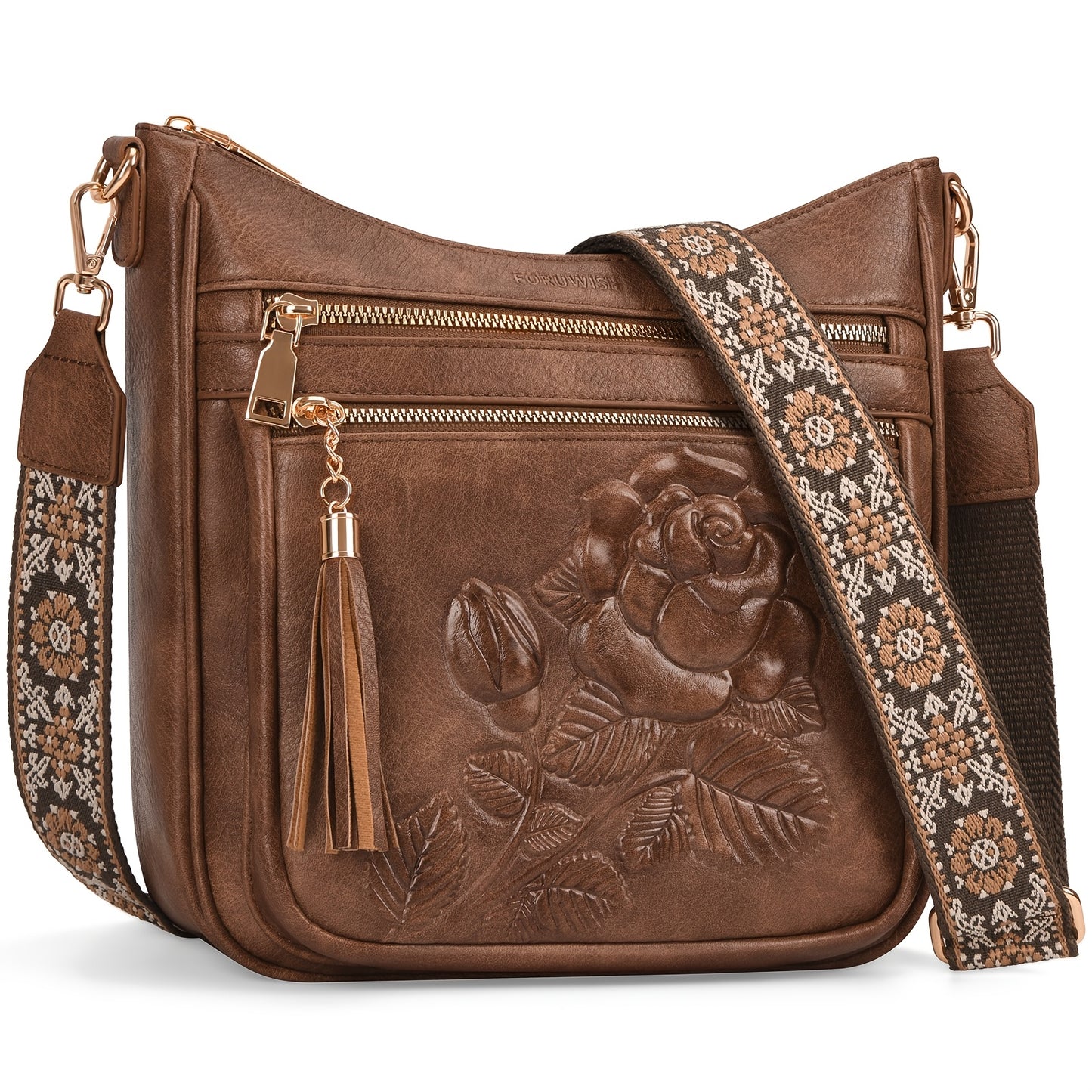 Crossbody Bag for Women – for Work & Everyday Use, Medium Size Floral Cutout Fashion – detail view 13