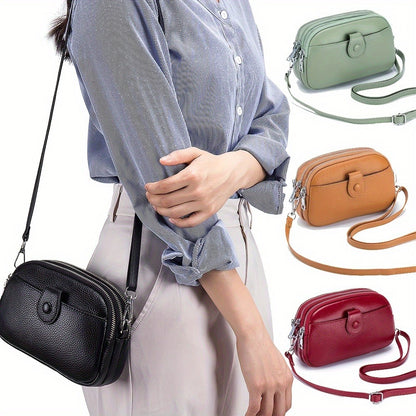 Crossbody Bag for Women – 9 Colors, Genuine Leather, Adjustable Strap, for Travel & – front view