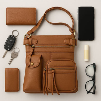 Crossbody Bag for Women – Genuine Leather, Adjustable Strap – detail view 22