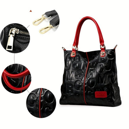 Crossbody Bag for Women – Genuine Leather, Genuine Leather Motorcycle Cowhide Geometric – detail view 10