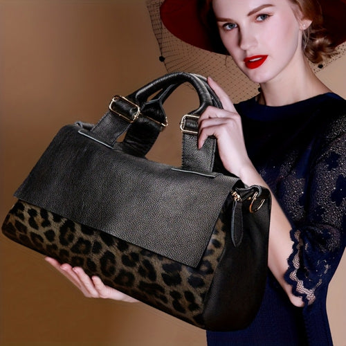 Crossbody Bag for Women – Genuine Leather, Genuine Leather Boston Top Handle – front view