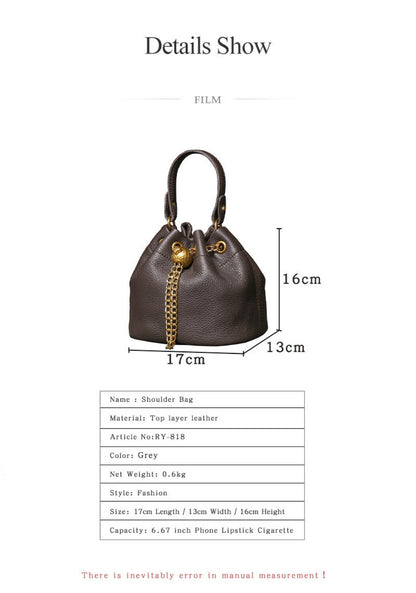 Crossbody Bag for Women – Genuine Leather, Genuine Leather Bucket Handmade Cowhide – detail view 14