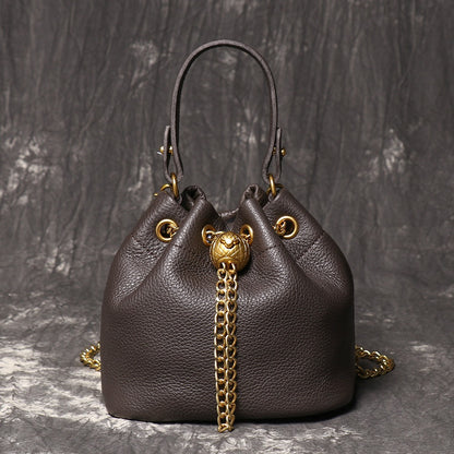 Crossbody Bag for Women – Genuine Leather, Genuine Leather Bucket Handmade Cowhide – detail view 15
