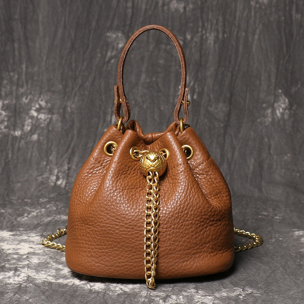 Crossbody Bag for Women – Genuine Leather, Genuine Leather Bucket Handmade Cowhide – detail view 6