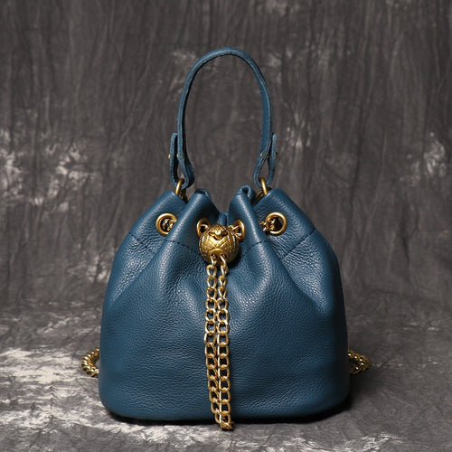Crossbody Bag for Women – Genuine Leather, Genuine Leather Bucket Handmade Cowhide – front view