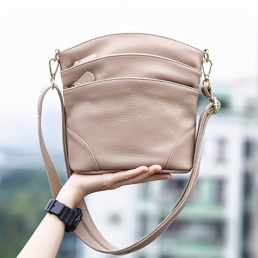 Women's Crossbody Bag with Genuine Leather in 5 Colors for Everyday Carry, Work