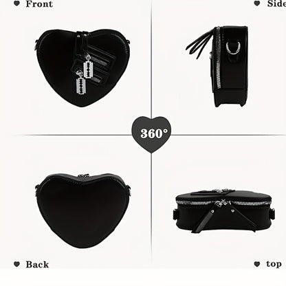 Crossbody Bag for Women – Gothic Heart Blade Zipper Chain – alternate view
