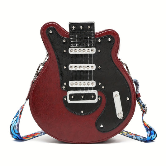 Crossbody Bag for Women – Guitar Shaped Y2k Punk Style – front view