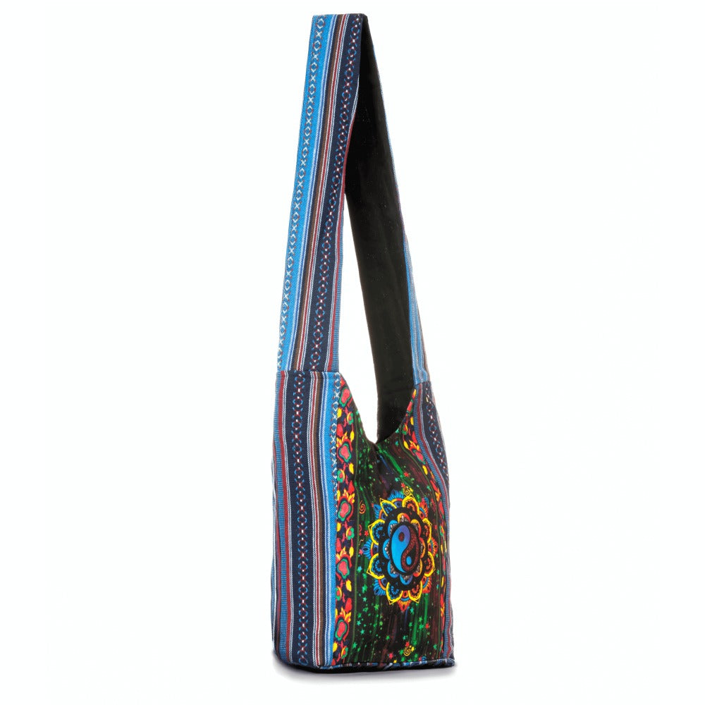 Crossbody Bag for Women – Handmade Cotton Yin Yang Hobo – alternate view