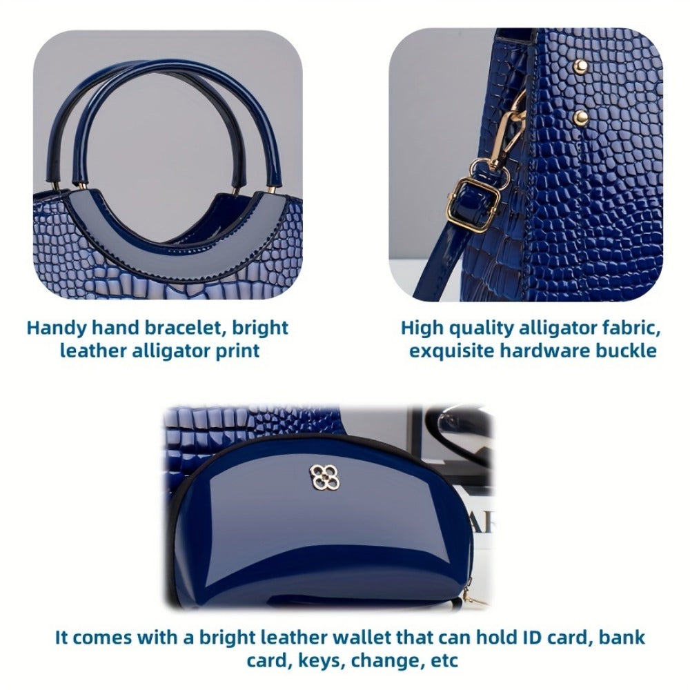 Crossbody Bag for Women – Large Capacity, Crocodile Print Large Capacity Set – detail view 24