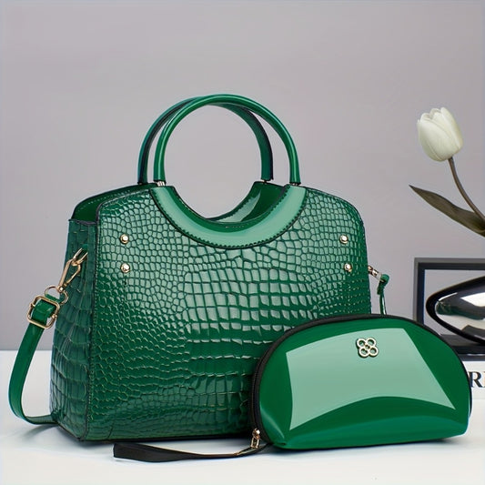 Crossbody Bag for Women – Large Capacity, Crocodile Print Large Capacity Set – front view