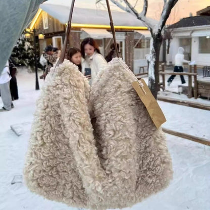 Crossbody Bag for Women – Large Capacity, Fluffy Lambswool Plush Large Capacity – detail view 9