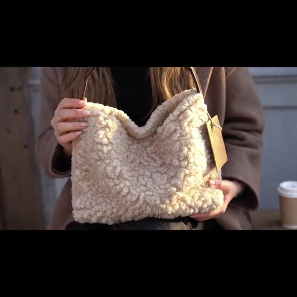 Crossbody Bag for Women – Large Capacity, Fluffy Lambswool Plush Large Capacity – detail view 10