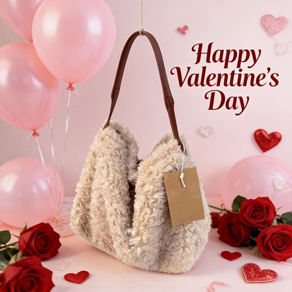 Crossbody Bag for Women – Large Capacity, Fluffy Lambswool Plush Large Capacity – detail view 5