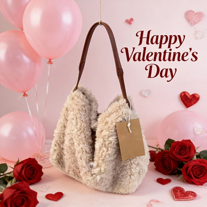 Crossbody Bag for Women – Large Capacity, Fluffy Lambswool Plush Large Capacity – detail view 5