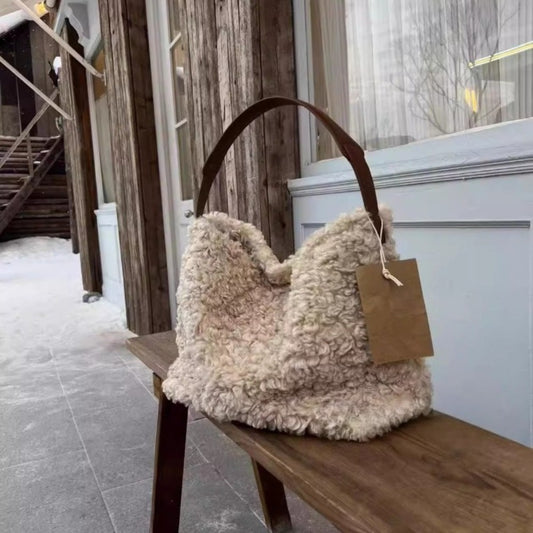 Crossbody Bag for Women – Large Capacity, Fluffy Lambswool Plush Large Capacity – front view