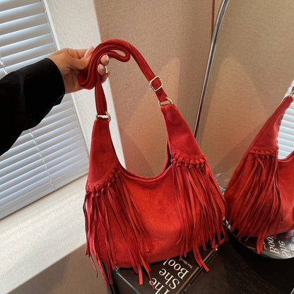 Crossbody Bag for Women – Large Capacity, Vintage Dumpling Large Capacity Tassel – front view