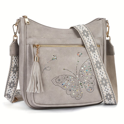 Crossbody Bag for Women – Large Vintage Butterfly Faux Leather – detail view 3