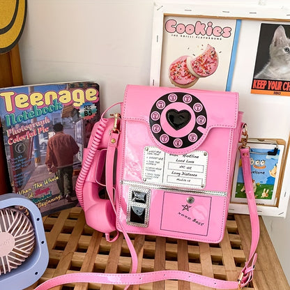 Crossbody Bag for Women – Lightweight, Retro Telephone Novelty Pu Glossy – detail view 30