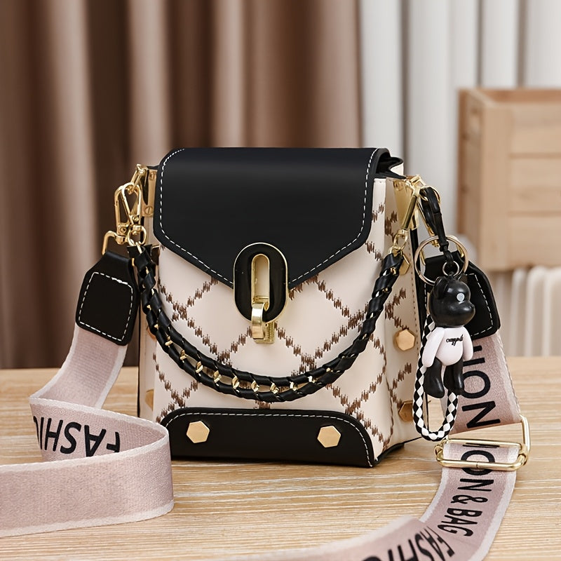 Crossbody Bag for Women – Mini, Mini Plaid Luxury Style Flap – front view - product view 11