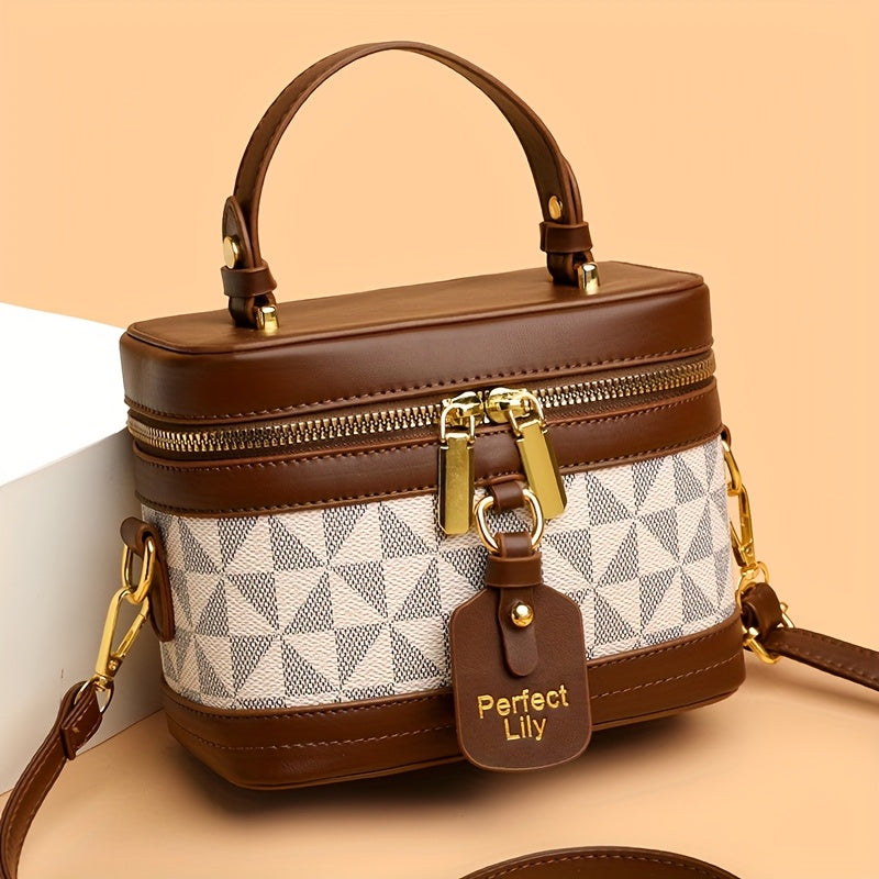 Crossbody Bag for Women – Mini, Vanity Structured Box Geometric Monogram – front view - product view 14