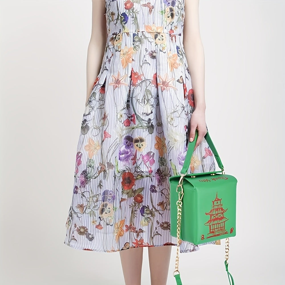 Crossbody Bag for Women – Novelty Fun Geometric Print Square – detail view 15