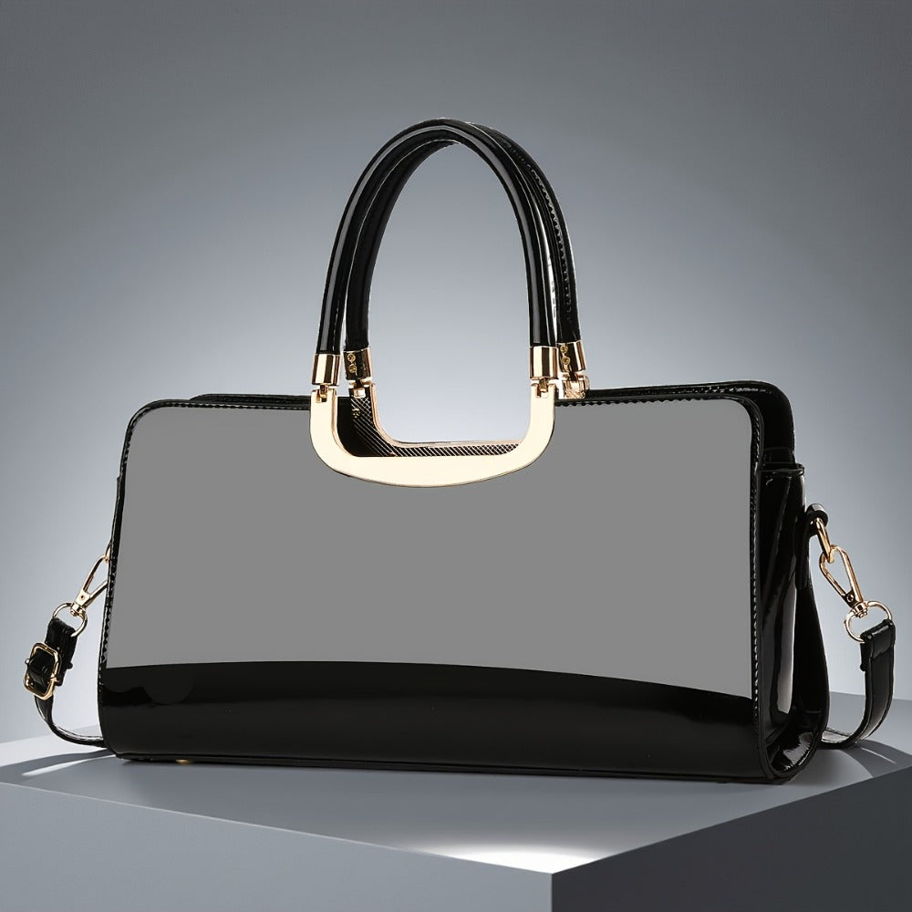 Crossbody Bag for Women – Polyester, Croc Print Glossy Evening Way – front view