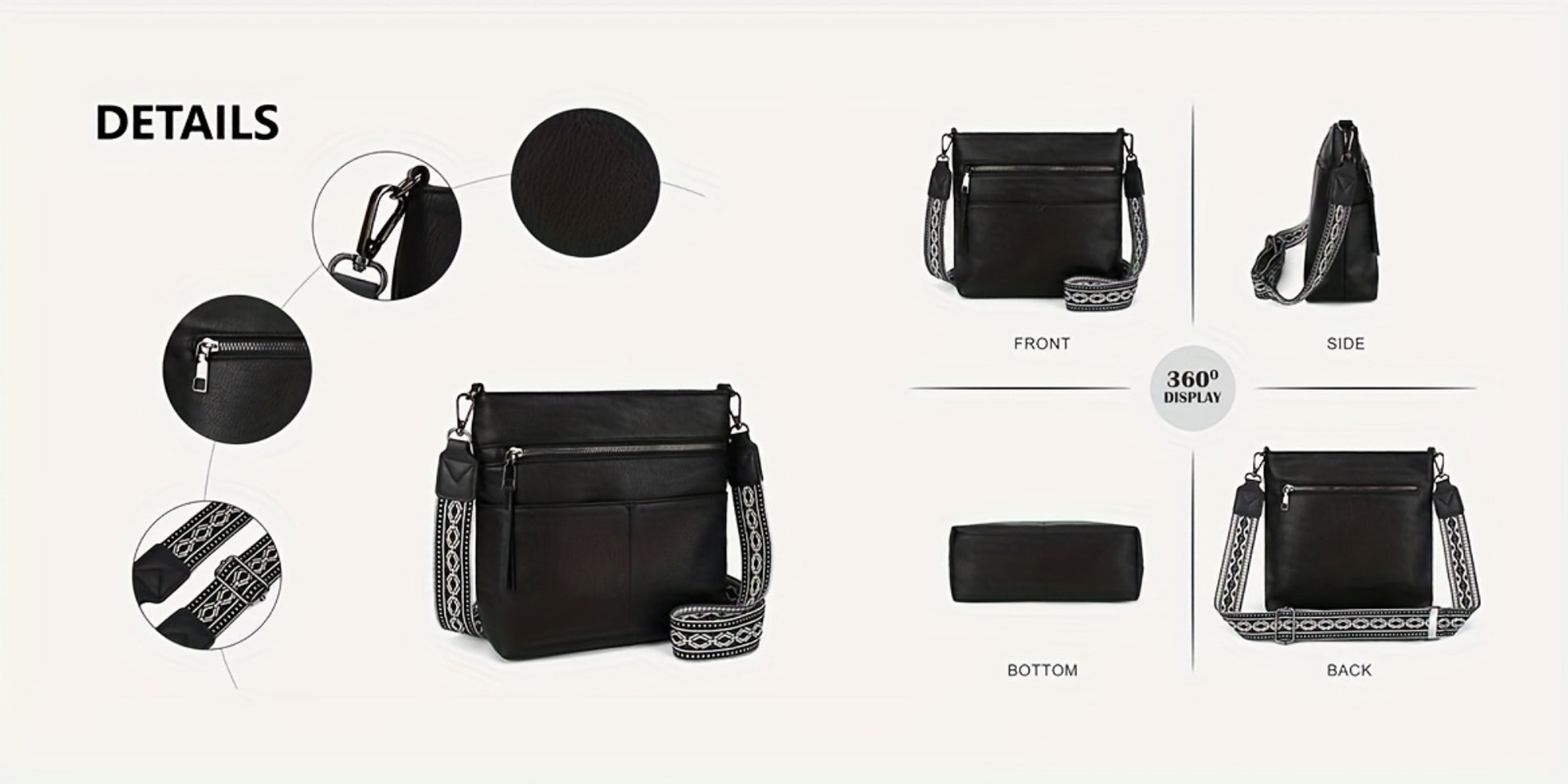 Crossbody Bag for Women – PU Leather, Large Capacity, for Travel & Work – detail view 25