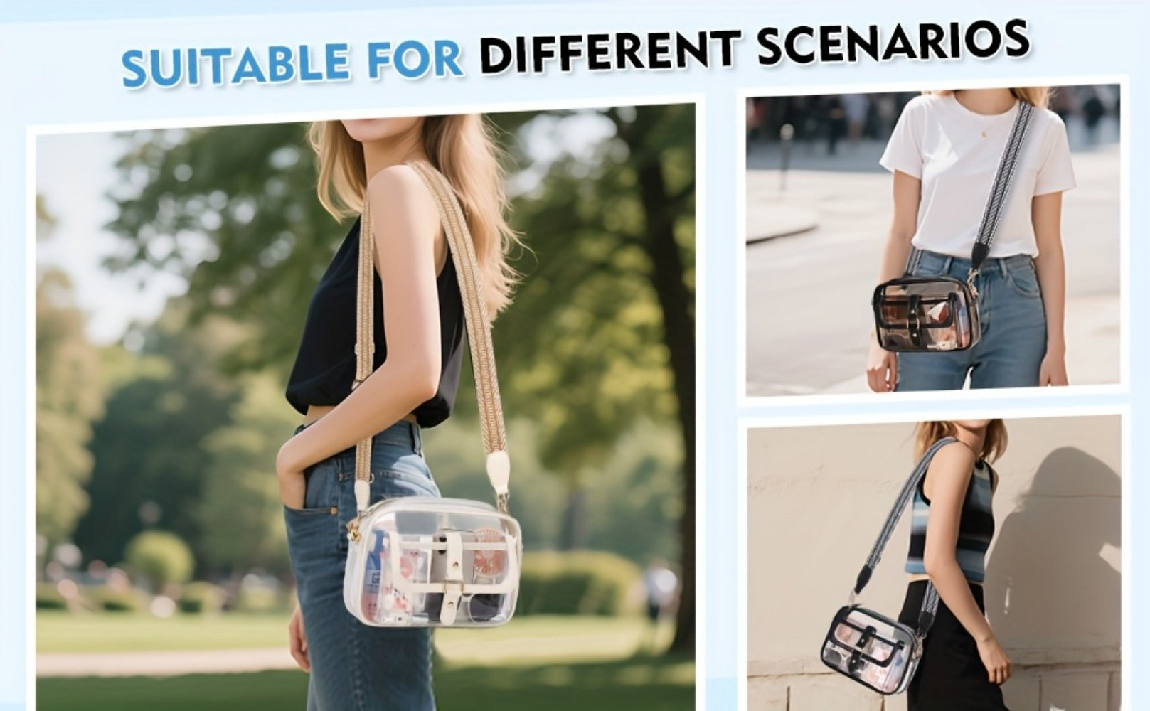 Crossbody Bag for Women – PVC, Lightweight, Clear, Multi Pocket – detail view 11