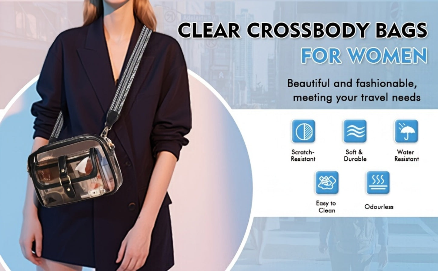 Crossbody Bag for Women – PVC, Lightweight, Clear, Multi Pocket – detail view 10