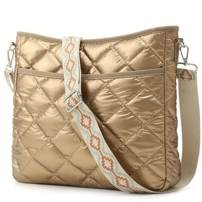 Crossbody Bag for Women – Quilted, Quilted Puffer Zipper Fashion Metallic – detail view 12