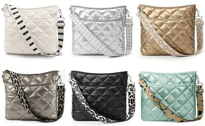 Crossbody Bag for Women – Quilted, Quilted Puffer Zipper Fashion Metallic – detail view 17