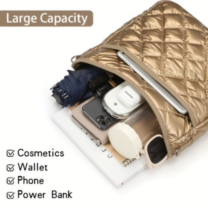 Crossbody Bag for Women – Quilted, Quilted Puffer Zipper Fashion Metallic – detail view 20