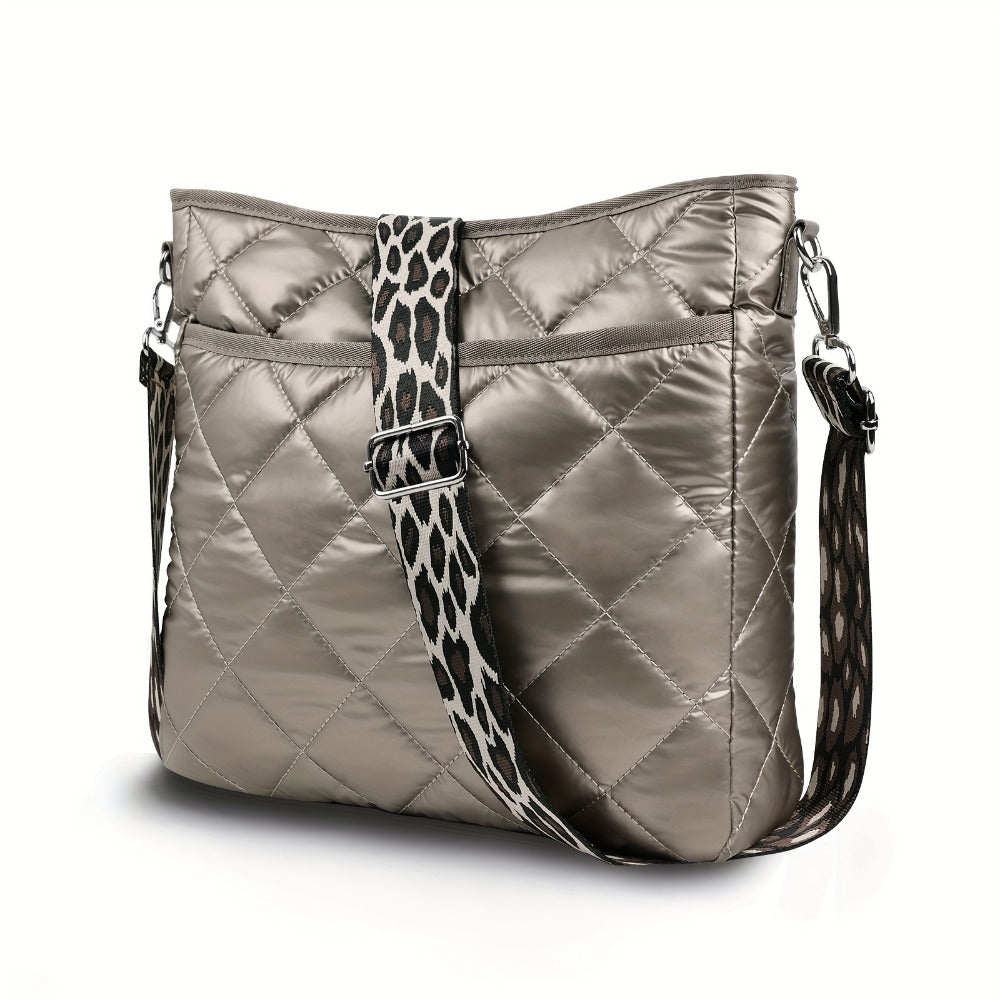 Crossbody Bag for Women – Quilted, Quilted Puffer Zipper Fashion Metallic – detail view 3