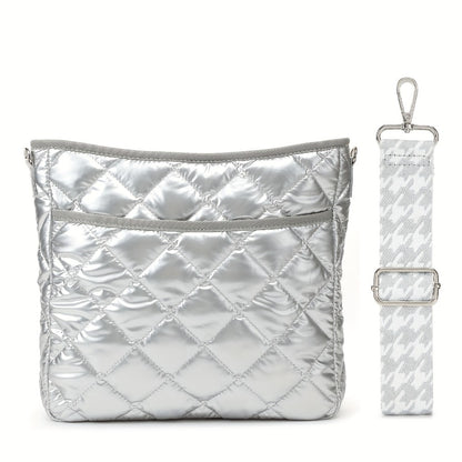 Crossbody Bag for Women – Quilted, Quilted Puffer Zipper Fashion Metallic – detail view 4
