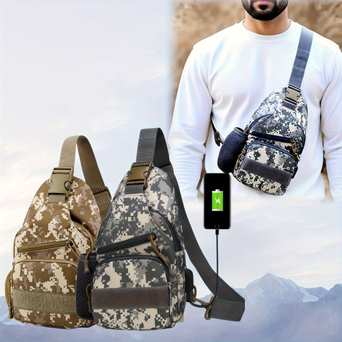 Crossbody Bag for Women – Tactical Camouflage Oxford Cloth Charging – front view