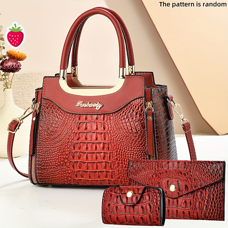Crossbody Bag for Women – for Travel & Everyday Use, Crocodile Pattern Set Detachable – detail view 8