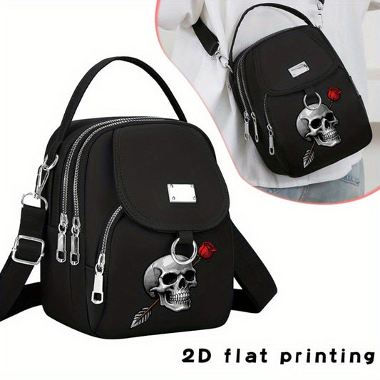Crossbody Bag for Women – for Travel & Everyday Use, Rose Arrow Print Zipper Closure – front view