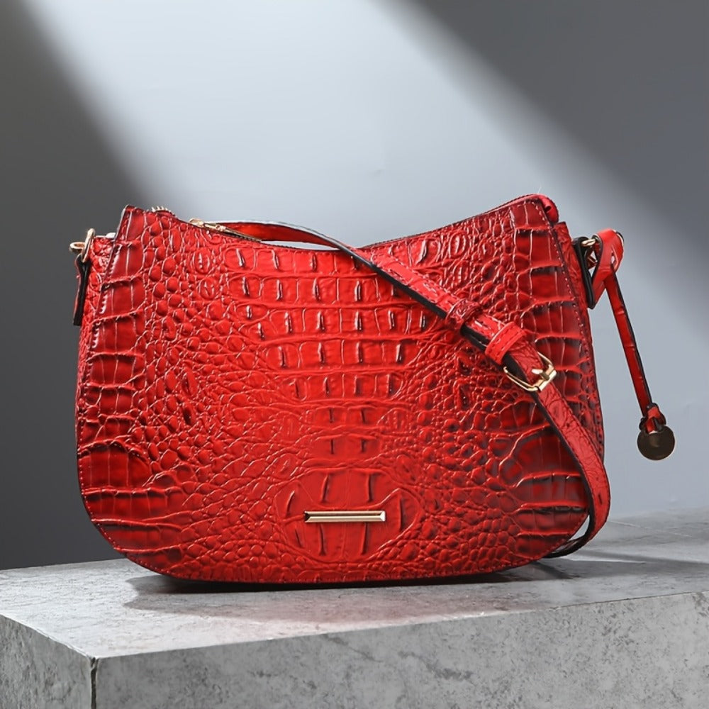 Crossbody Bag for Women – for Travel & Everyday Use, Crocodile Pattern Vintage Textured – detail view 20