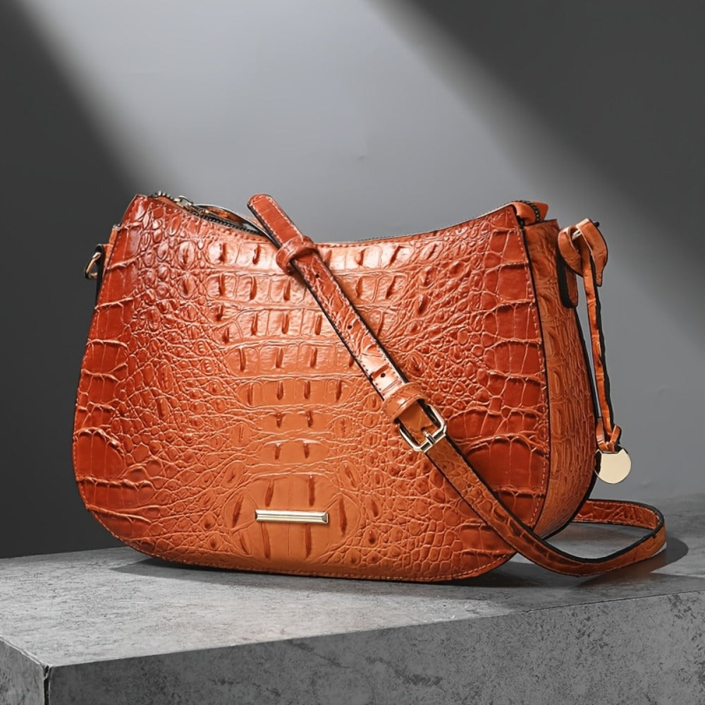 Crossbody Bag for Women – for Travel & Everyday Use, Crocodile Pattern Vintage Textured – detail view 12