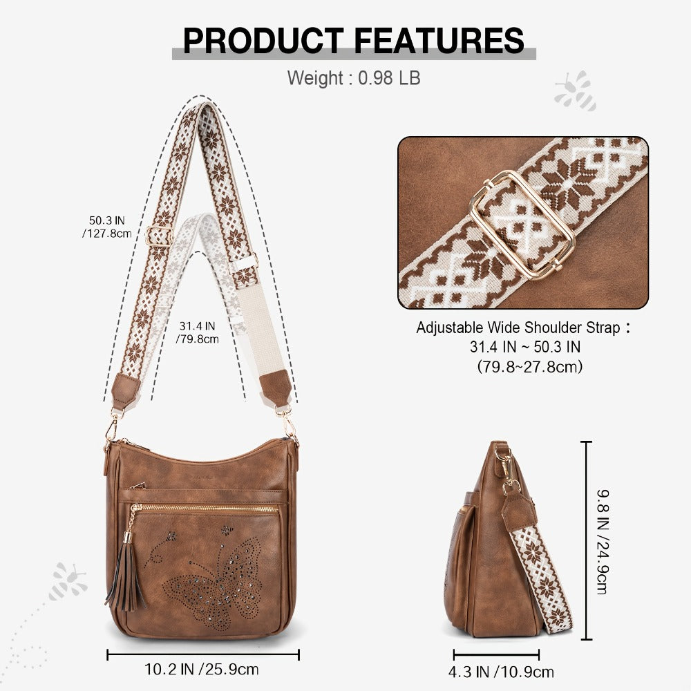 Crossbody Bag for Women – for Travel & Everyday Use, Vintage Pattern Adjustable Strap – detail view 9
