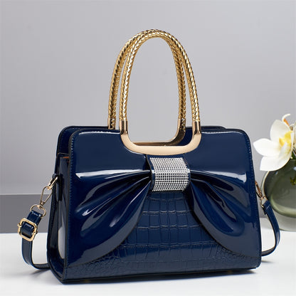 Crossbody Bag for Women – for Travel & Work, Bow Accent Faux Leather Luxury – detail view 14