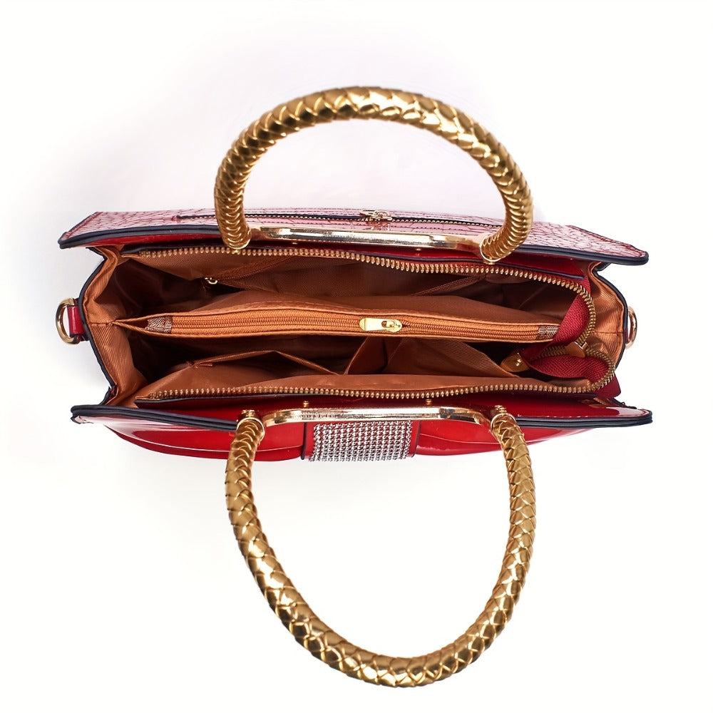 Crossbody Bag for Women – for Travel & Work, Bow Accent Faux Leather Luxury – detail view 4