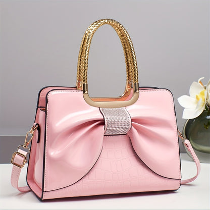 Crossbody Bag for Women – for Travel & Work, Bow Accent Faux Leather Luxury – detail view 8