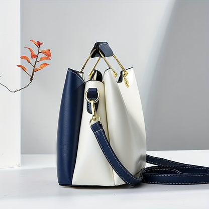 Crossbody Bag for Women – for Travel & Work, Color Block Navy White Contrast – alternate view