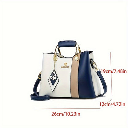 Crossbody Bag for Women – for Travel & Work, Color Block Navy White Contrast – detail view 3